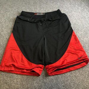 Nike Shorts Mens MEdium Black Red Dazzle Shiny Basketball Baggy Vintage Y2K